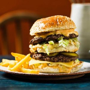 decker burger and fries